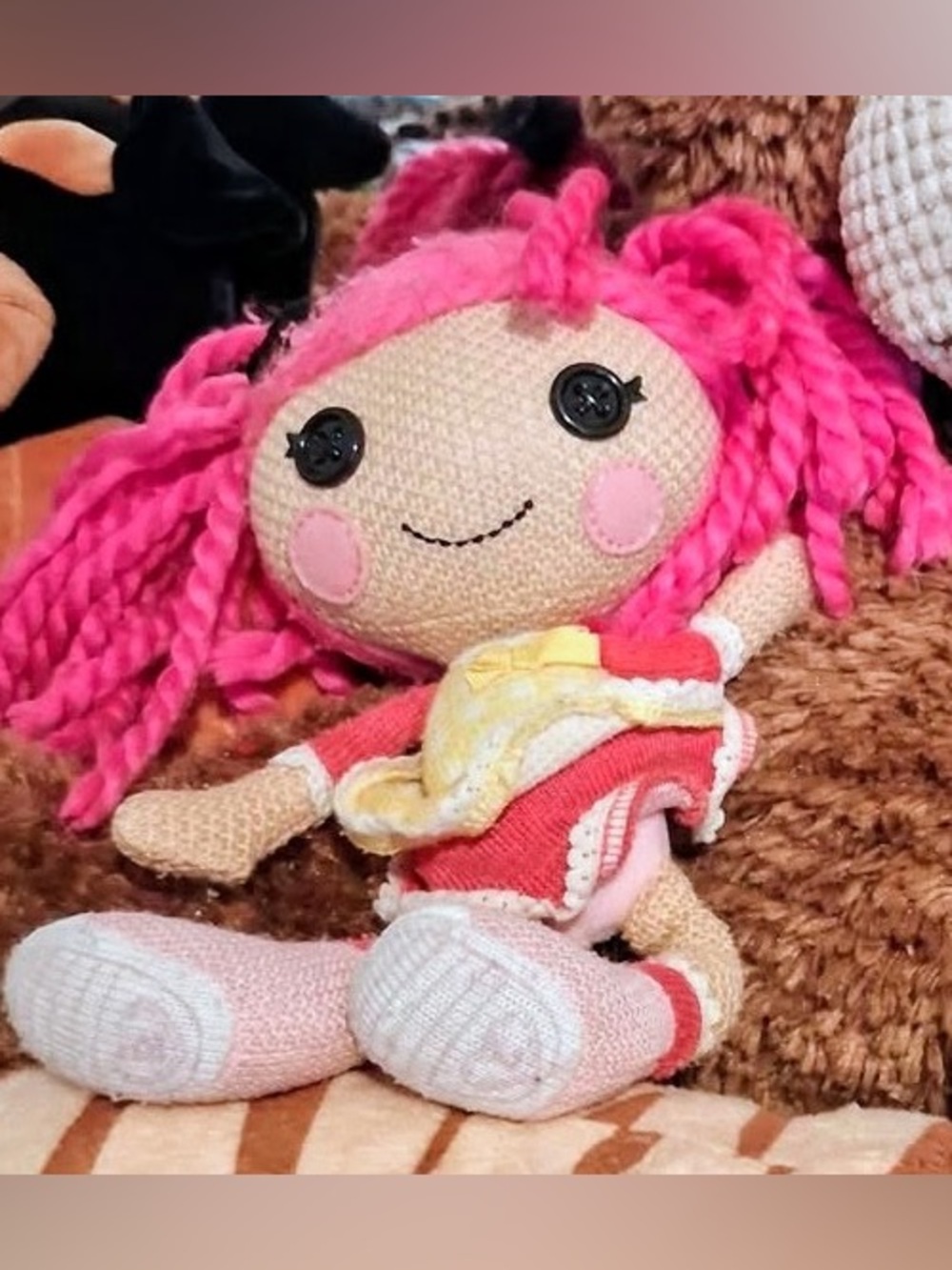 Lullaby soft doll Yarn-Hair Plush Doll for Kids - Soft Knit Toy. Good condition